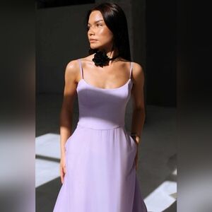 Ruffle Hem Flounce Midi Dress (Lavender)